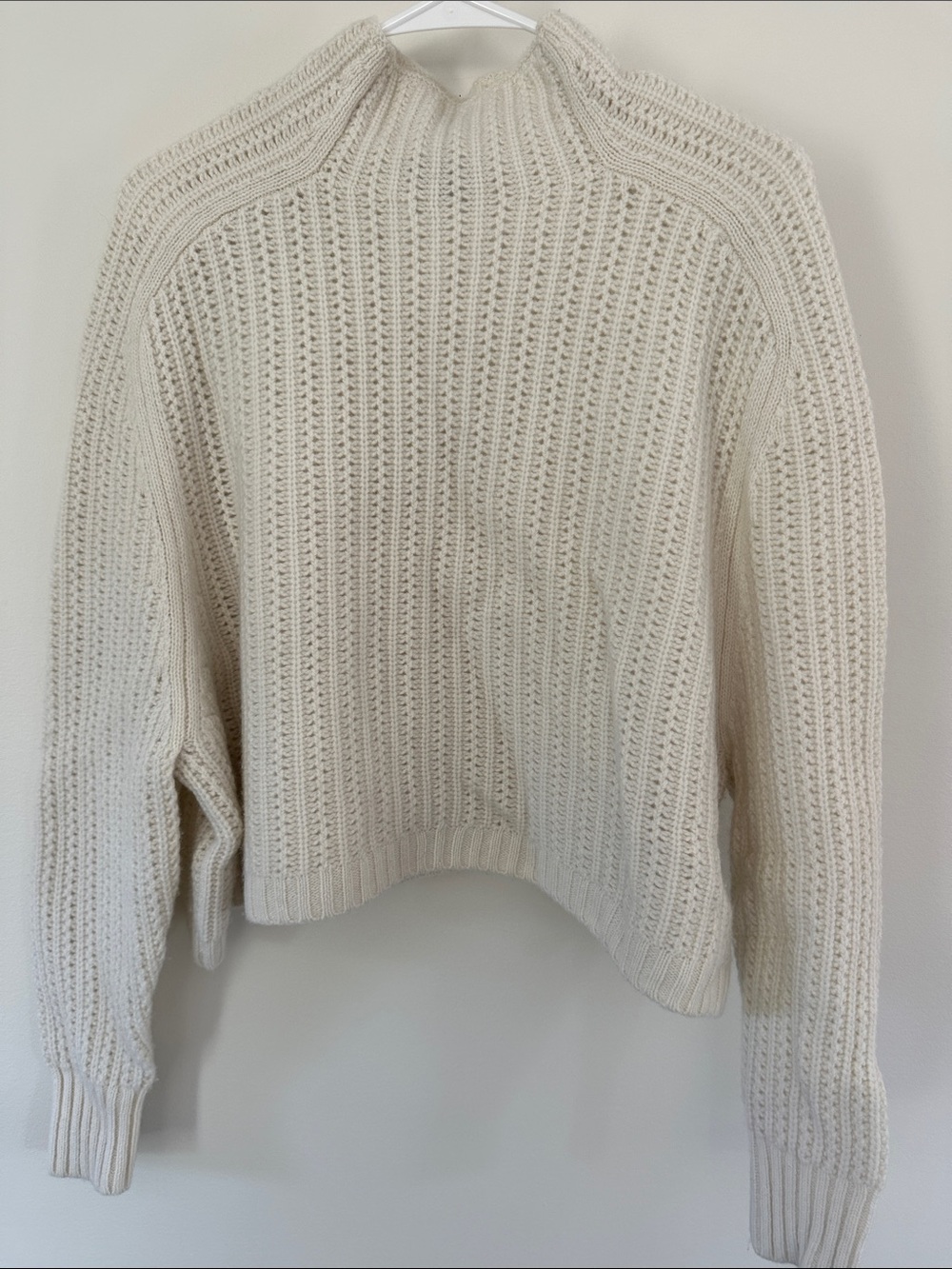 Madewell Cream Cable Knit Turtleneck Sweater
